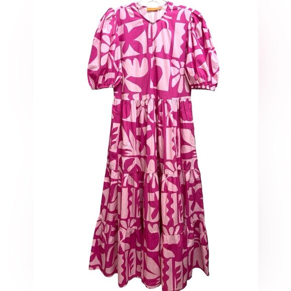 Oliphant Tuckernuck Munthe Puff Sleeve Maxi Dress in Twiggy Pink Floral Size XS - Picture 3 of 14
